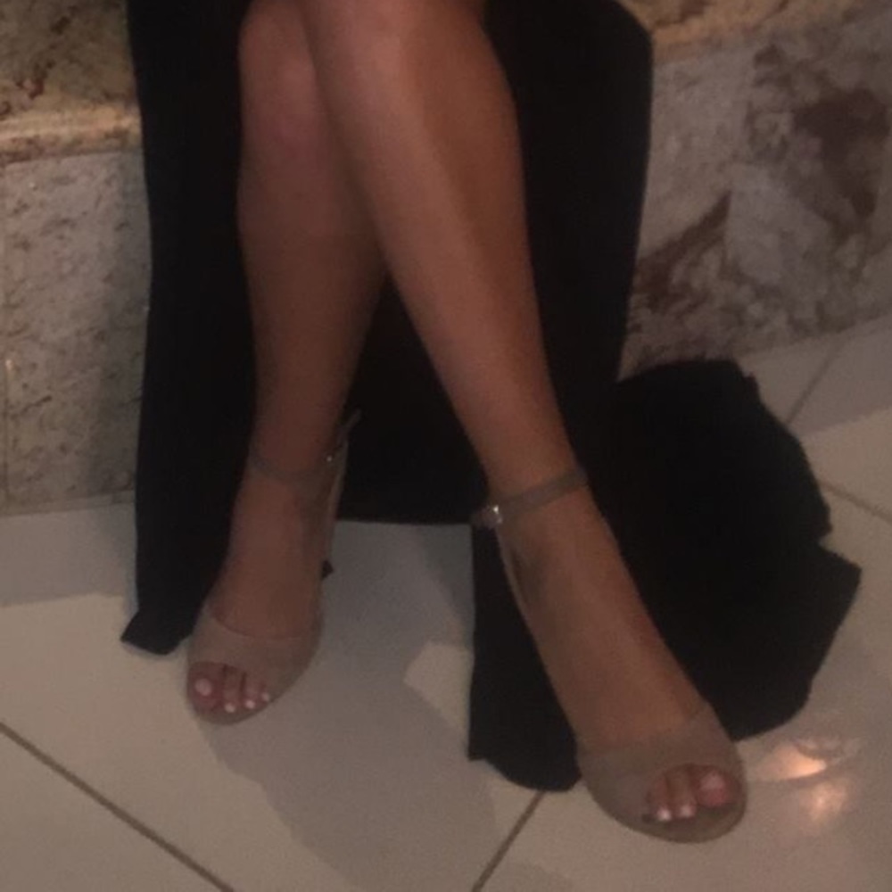 Nude Sparkly Ankle Strap Heels